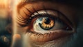 Blue eyed woman staring, macro view of iris and eyelash generated by AI Royalty Free Stock Photo