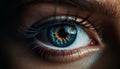 Blue eyed women staring at camera, beauty in close up portrait generated by AI Royalty Free Stock Photo