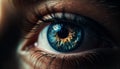 Blue eyed women staring, watching with beauty in dark lens generated by AI Royalty Free Stock Photo