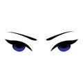 Blue Eyes Eyelash Eyebrows Vector Illustration