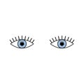 Blue Eyes on white background. 2 eyes. The eyes logo. Human eyes close up vector illustration cartoon symbol