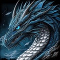 blue-eyes white dragon in traditionally Japanese tattoo