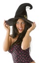 Blue eyes witch hat Royalty Free Stock Photo