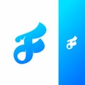 Blue F logo template blue gradient