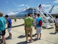 Blue F18 Hornet and Crowd Royalty Free Stock Photo