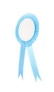 Blue fabric award ribbon isolated on white Royalty Free Stock Photo