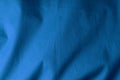 Blue fabric background, crumped backdrop