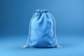 Blue fabric bag on a blue background Royalty Free Stock Photo