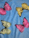 Blue fabric with butterfly