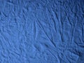 Blue fabric texture background, tangled fabric texture, textile industry background