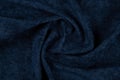 Blue fabric texture - close-up of a piece of crushed and twisted brown linen Royalty Free Stock Photo