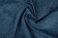 Blue fabric texture - close-up of a piece of crushed and twisted brown linen Royalty Free Stock Photo