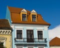 Blue facade door and windows in Brasov Romania