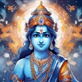 blue face with lord vishnu Royalty Free Stock Photo