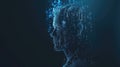 A blue face with a lot of dots on it, Artificial intelligence and virtual reality concept with human head, Abstract and Royalty Free Stock Photo
