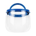 Blue face shield with clear visor for protection Royalty Free Stock Photo