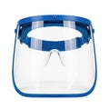 Blue face shield with clear visor for protection Royalty Free Stock Photo