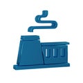 Blue Factory icon isolated on transparent background. Industrial building.