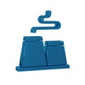 Blue Factory icon isolated on transparent background. Industrial building.