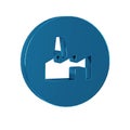 Blue Factory production icon isolated on transparent background. Industrial building.