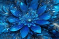 Blue fantasy artistic flower. Beautiful shiny futuristic abstract background Royalty Free Stock Photo