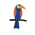blue fantasy toucan bird on a branch