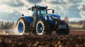 The Blue Farm Tractor.AI generated image Royalty Free Stock Photo
