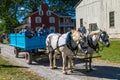 Blue Farm Wagon with Two Horses