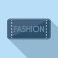 Blue fashion tag icon flat vector. Cotton fabric Royalty Free Stock Photo