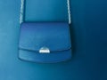 Blue fashionable leather purse with silver details as designer bag and stylish accessory, female fashion and luxury style handbag Royalty Free Stock Photo