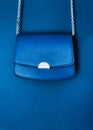 Blue fashionable leather purse with silver details as designer bag and stylish accessory, female fashion and luxury style handbag Royalty Free Stock Photo