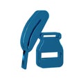 Blue Feather and inkwell icon isolated on transparent background.