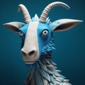 Blue Feathered Goat Figurine With Painted Eyes - Evgeni Gordiets, Clemens Ascher, Didier Lourenco Royalty Free Stock Photo