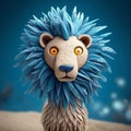 Blue Feathered Lion Figurine With Evgeni Gordiets And Clemens Ascher Style Royalty Free Stock Photo