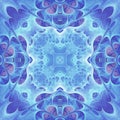 Blue feathery fractal mandala