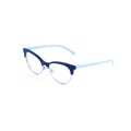 blue female glasses on a white background
