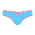 Blue female panties. Women's underwear icon. Flat vector illustration