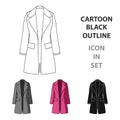 Blue female restrained coat buttoned. Women`s outerwear..Women clothing single icon in cartoon style vector symbol stock