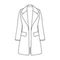 Blue female restrained coat buttoned. Women s outerwear..Women clothing single icon in outline style vector symbol stock
