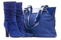 Blue female suede boots and bag Royalty Free Stock Photo