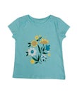 Blue female t-shirt with flower pattern. Isolate Royalty Free Stock Photo