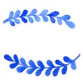 Blue fern leaves wreath watercolor for decoration on nature.