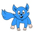 Blue ferret is having a happy face, doodle icon image kawaii