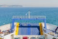 Blue ferry boat for transport of people and cars Royalty Free Stock Photo