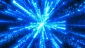 Blue festive bright energy magical fireworks salute explosion with light rays lines and energy particles. Abstract Royalty Free Stock Photo