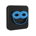 Blue Festive mask icon isolated on transparent background. Black square button. Royalty Free Stock Photo