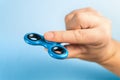 Blue fidget spinner Royalty Free Stock Photo