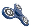 The blue fidget SPINNER stress relieving toy on white isolated background. 3d illustration.