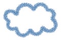 Blue figure cloud made of tinsel. Color illustration. Celestial object. Plump plush cloud