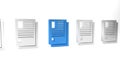 Blue File document icon isolated on white background. Checklist icon. Business concept. Minimalism concept. 3D render